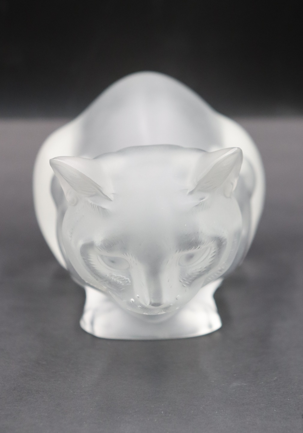 Appraisal: LALIQUE FROSTED GLASS FIGURE CHAT COUCHE Signed From a New