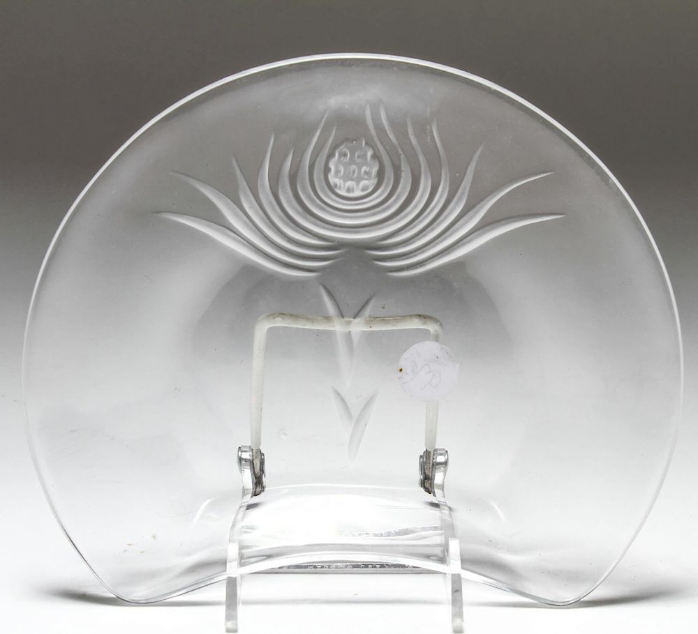 Appraisal: Lalique Crystal Balmoral Crescent Plate Lalique colorless crystal art glass