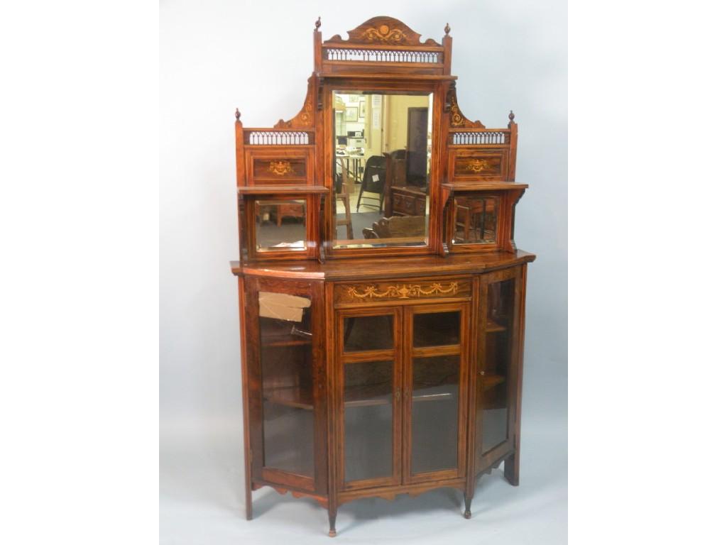 Appraisal: A late Victorian rosewood and marquetry side cabinet the raised