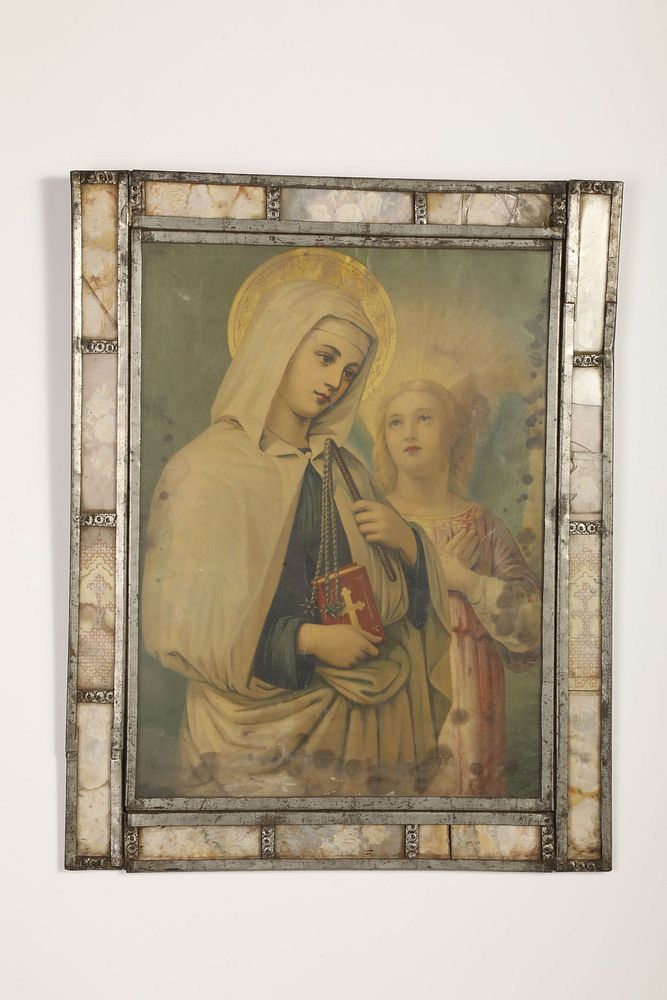 Appraisal: Tin Frame with Devotional Print ca Attributed to Jos Mar