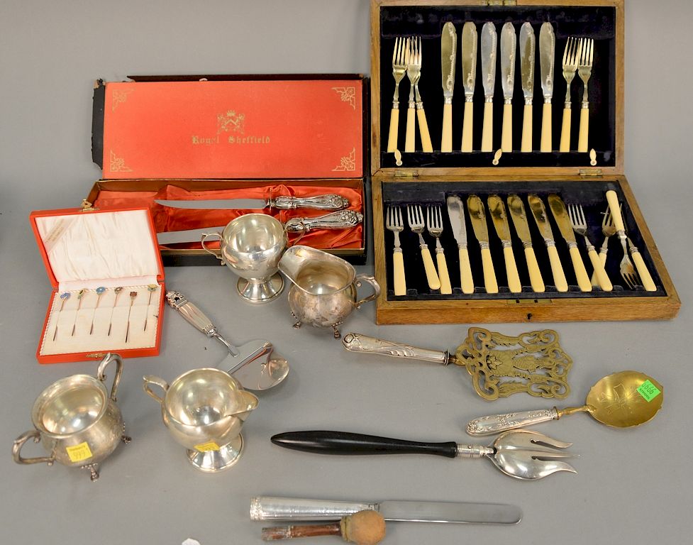 Appraisal: Group of sterling and flatware to include sterling creamer and