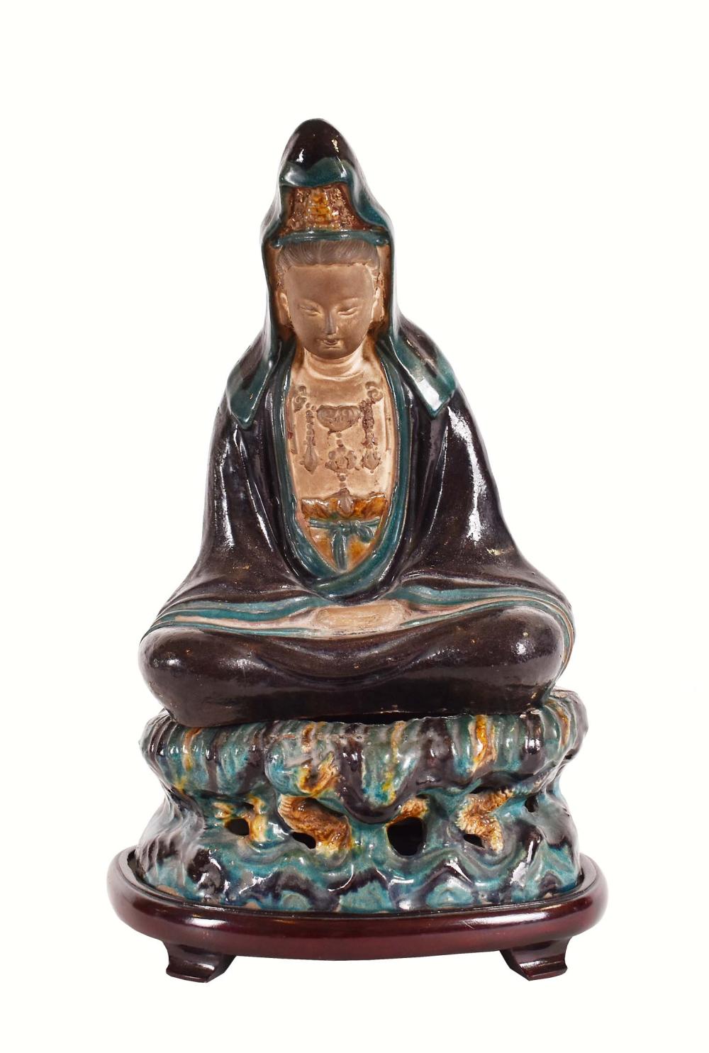 Appraisal: CHINESE MING STYLE GLAZED TERRA COTTA PRIEST th Century The