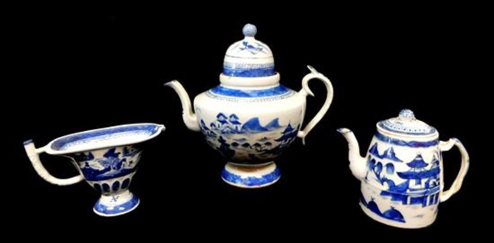 Appraisal: ASIAN Chinese Export porcelain Canton th C three pieces including