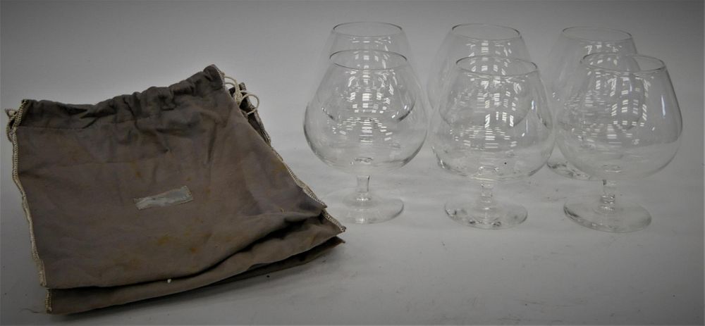 Appraisal: LOT OF LARGE STEUBEN SIGNED BRANDY SNIFTERS Each glass stands