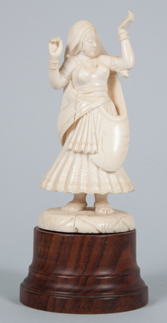 Appraisal: India carved ivory dancing girl woman dressed in traditional costume