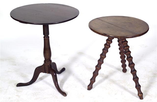 Appraisal: GEORGE III OAK TRIPOD TABLE on a baluster standard with