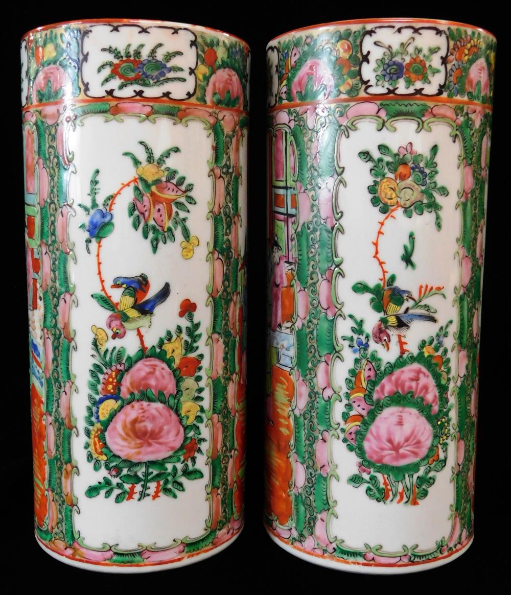 Appraisal: ASIAN Pair of Chinese Export porcelain vases th C Rose