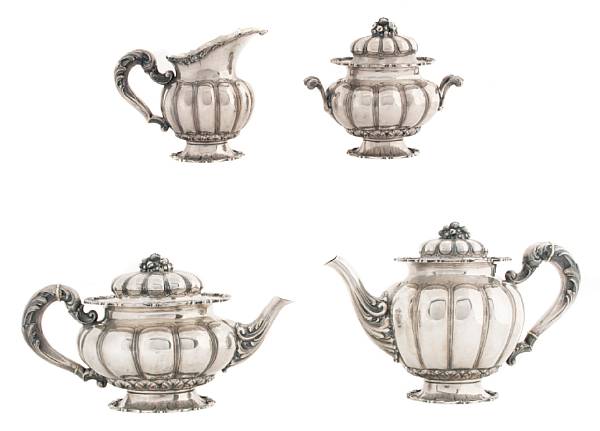 Appraisal: An Italian standard silver four piece tea and coffee set