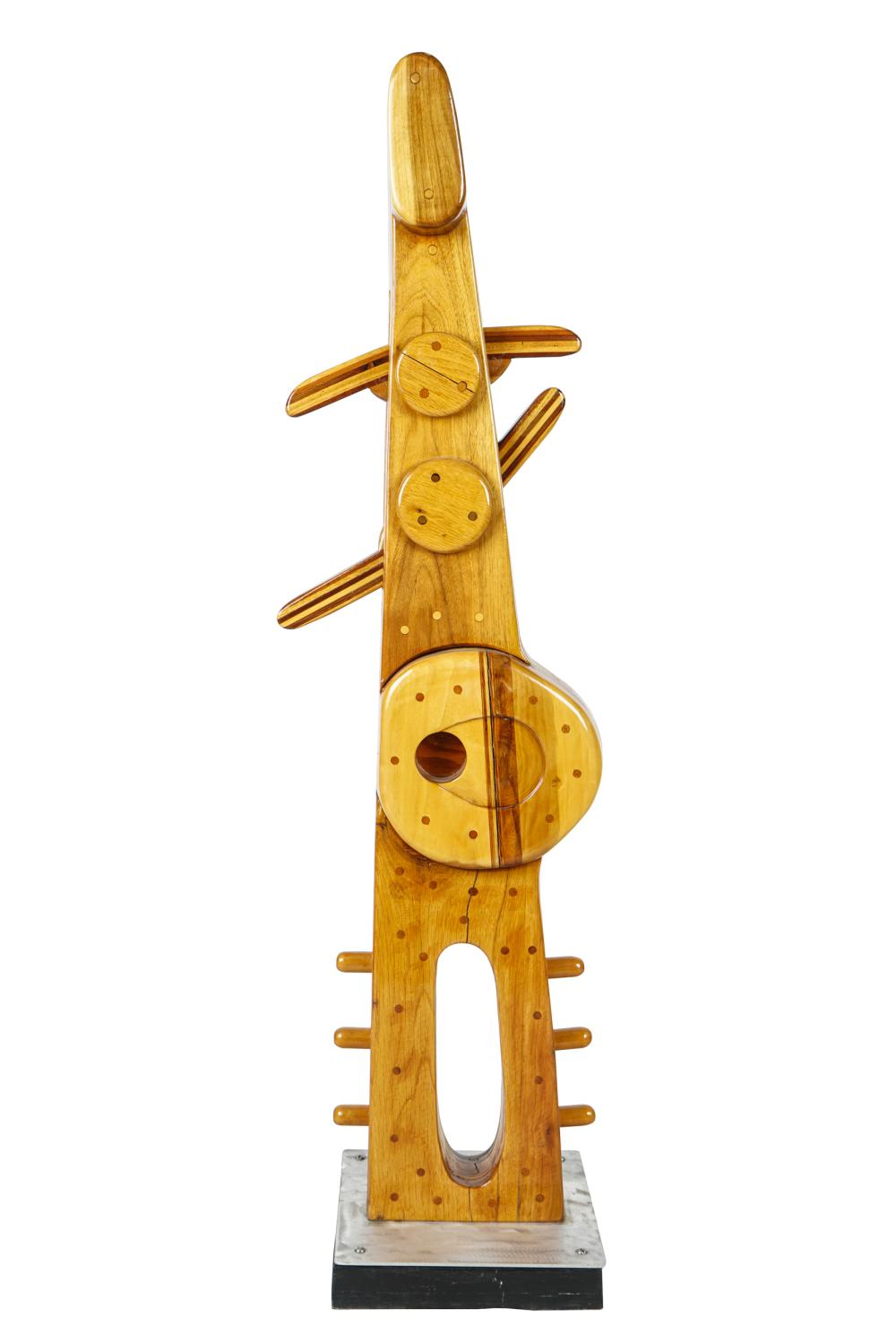 Appraisal: ED HART ABSTRACT SCULPTUREunsigned wood with moving parts mounted to