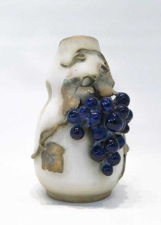 Appraisal: AMPHORA PORCELAIN VASE double gourd form with applied grape and