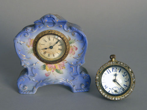 Appraisal: Ansonia porcelain case desk clock h together with a New