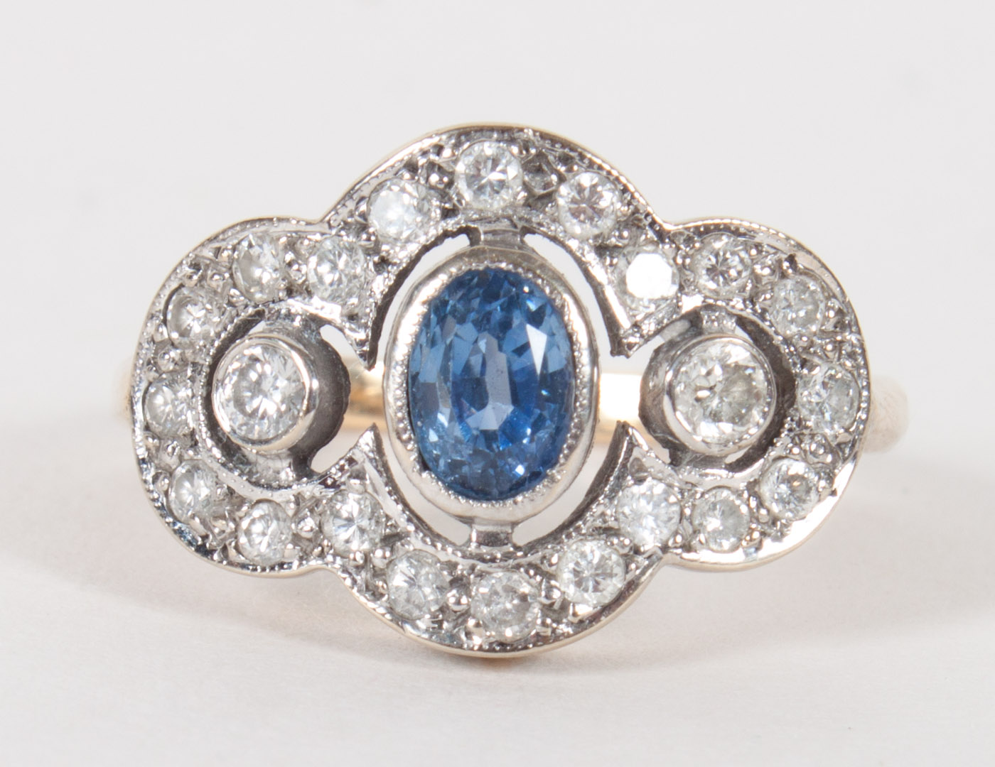 Appraisal: Victorian Ceylon sapphire diamond ring unmarked white yellow gold ring