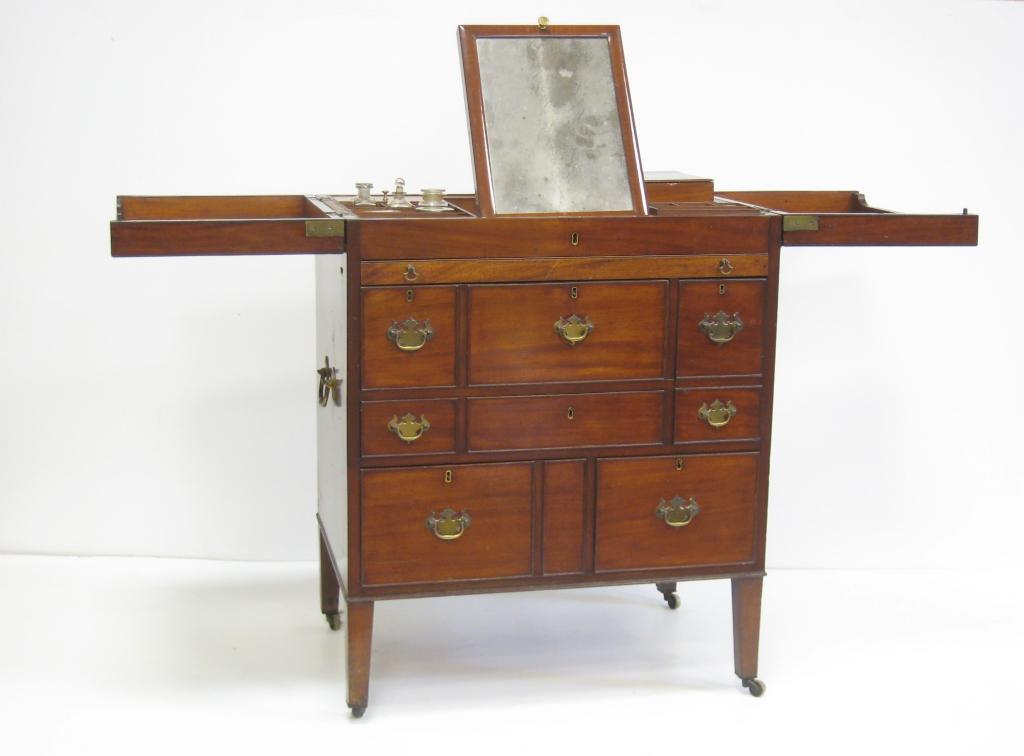 Appraisal: A George III mahogany Campaign Stand having double hinged top