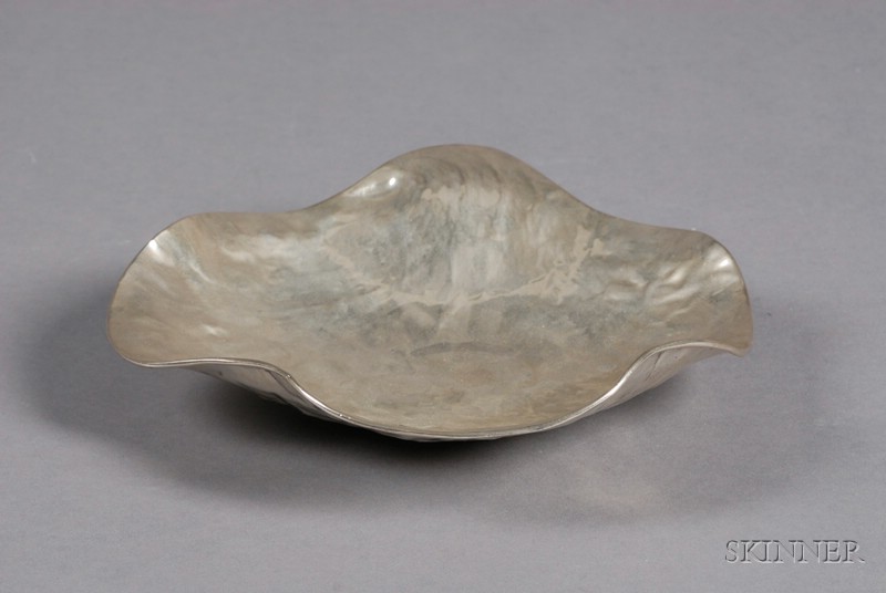 Appraisal: Italian Silver Bowl th century organic ovoid shape with textured