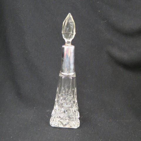 Appraisal: Sterling Silver Cut Glass Perfume Bottle diamond designs English hallmarks