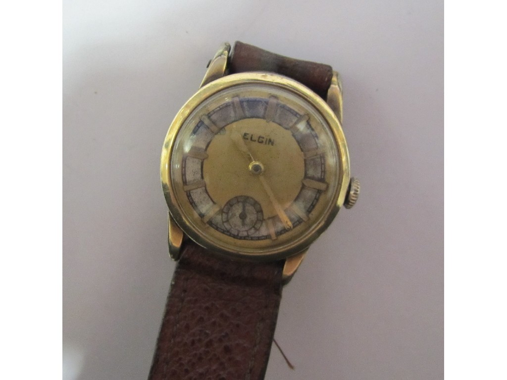 Appraisal: Gents early th century Elgin wrist watch with brown leather