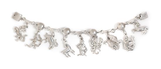 Appraisal: Sale Lot A Sterling Silver Zodiac Charm Bracelet Far Fan