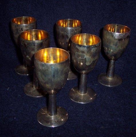 Appraisal: A set of six miniature goblets with gilt interiors BG