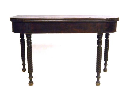 Appraisal: th C flip top table with alterations rope turned legs