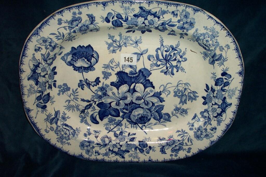 Appraisal: A th century meat plate of oval form with blue