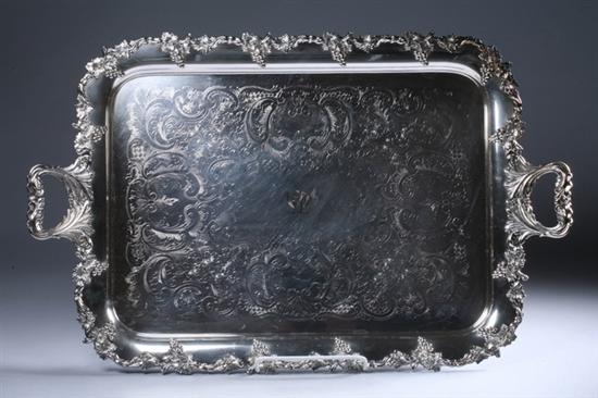 Appraisal: VICTORIAN SILVER PLATED SERVING TRAY late th century Rectangular decorated