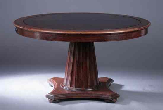 Appraisal: REGENCY STYLE MAHOGANY PEDESTAL DINING TABLE early th century Round