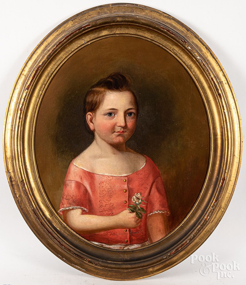 Appraisal: American oil on canvas portrait of a boy American oil