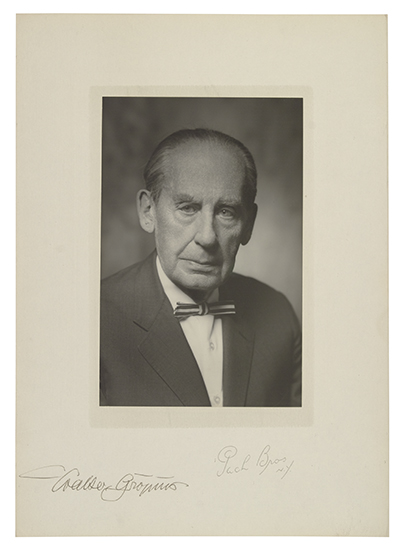 Appraisal: GROPIUS WALTER Photograph Signed a bust portait image by Pach