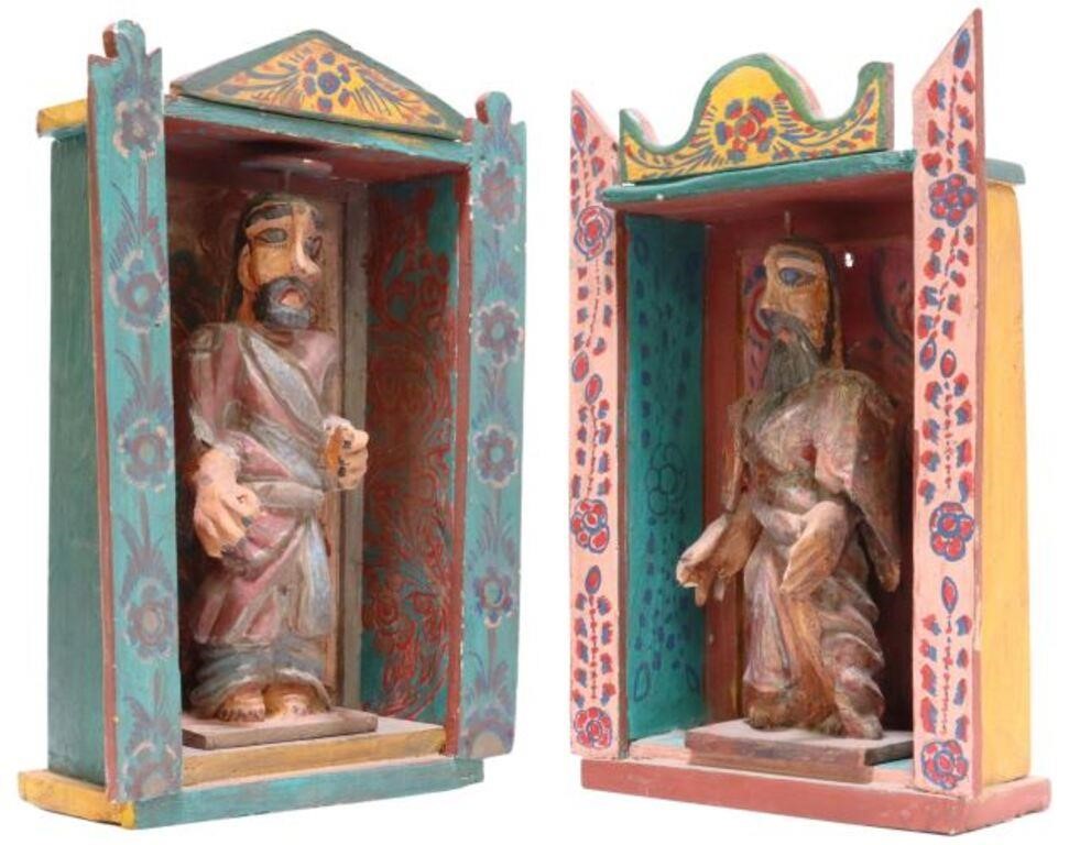 Appraisal: lot of Folk art carved and painted wood santo altar