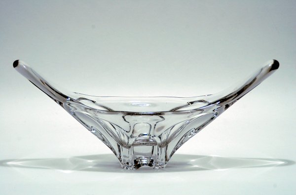 Appraisal: Glass vase probably Steuben oblong shaped with indented side panels