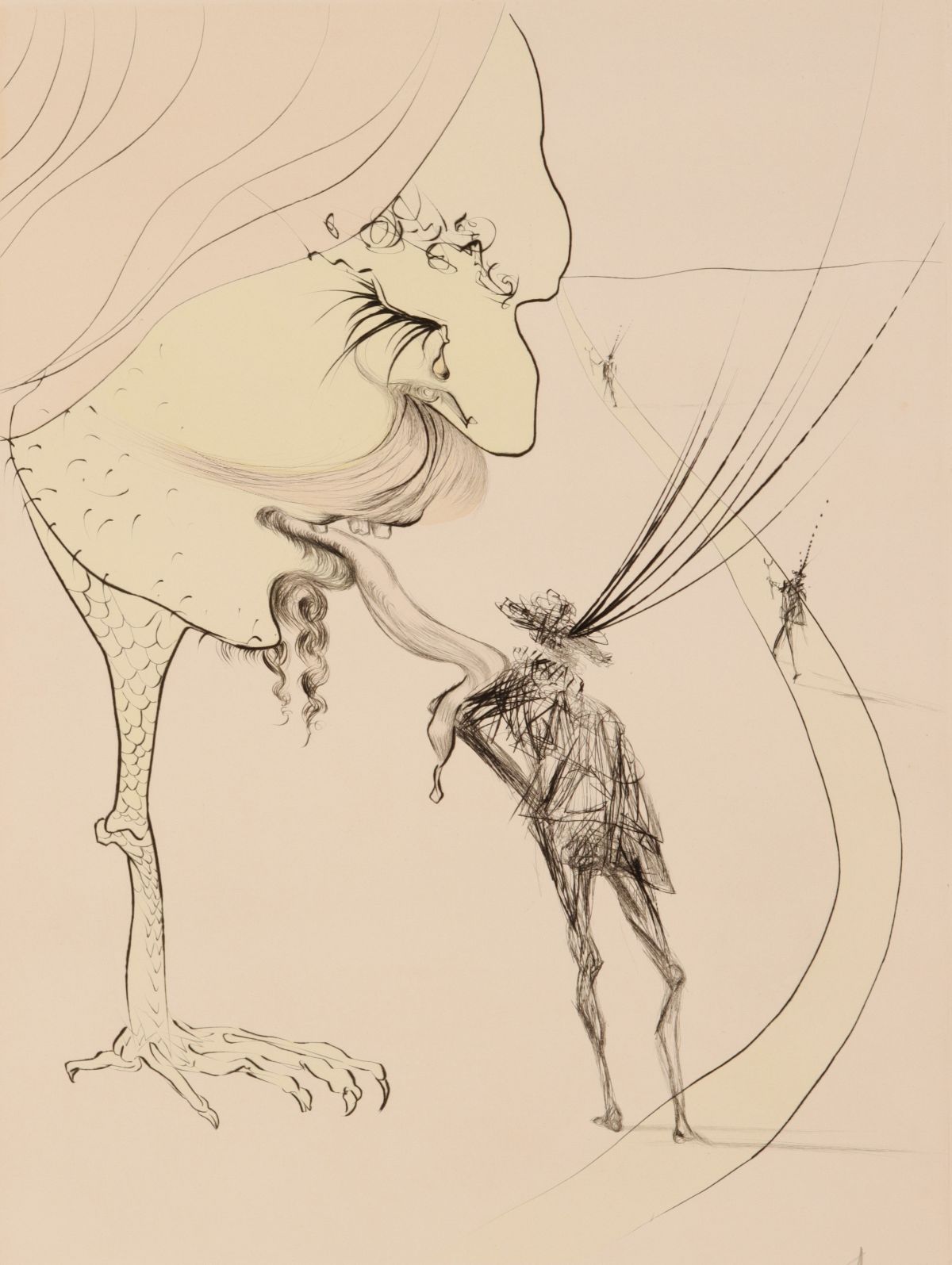 Appraisal: SALVADOR DALI - PENCIL SIGNED ETCHINGSalvador Dali - Picasso a