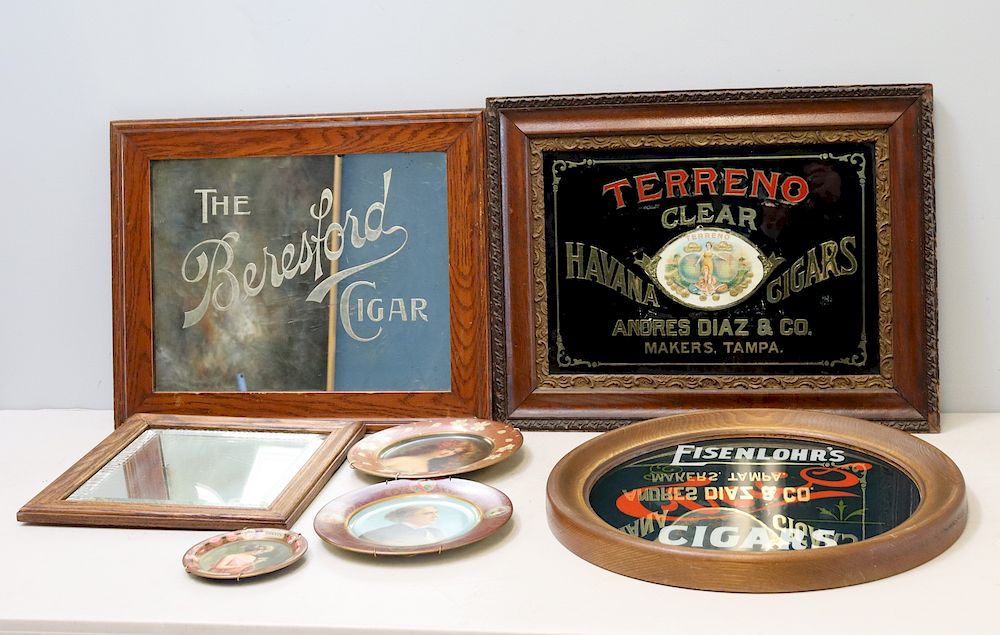 Appraisal: Cigar Advertising Signs Mirrors Trays From the estate of Jerry