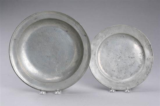 Appraisal: TWO PIECES OF PEWTER Charger with touch for Joseph Spackman