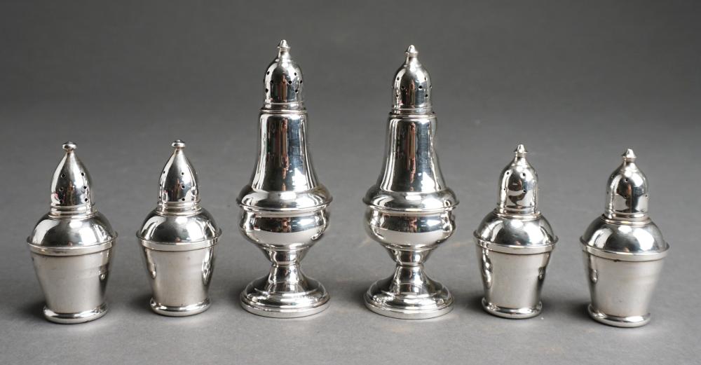 Appraisal: Six Weighted Sterling Silver Shakers