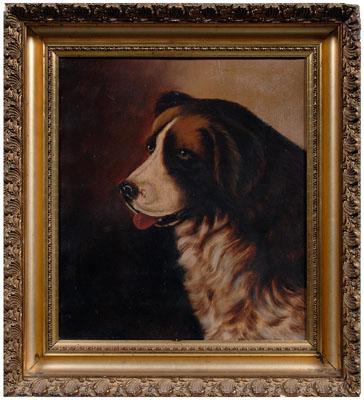 Appraisal: th century dog painting Bernese mountain dog unsigned oil on