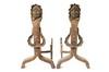 Appraisal: ANDIRONS - Pair of Arts Crafts figural andirons Hand hammered