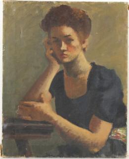 Appraisal: Portrait of Seated Woman The sitter at a desk head