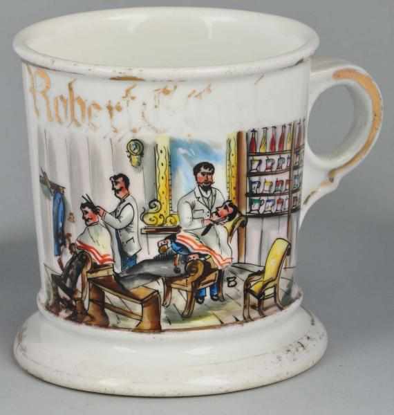 Appraisal: Barber Shop Shaving Mug Description Marked Robert C Cartani across