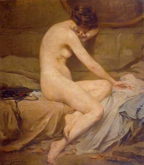 Appraisal: GOUWELOOS JEAN LEON HENRI Brussels Seated nude Oil on canvas