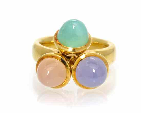 Appraisal: An Karat Yellow Gold and Multi Gem Mikado Sixties Ring