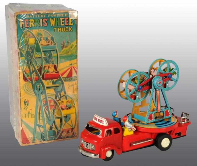 Appraisal: Tin Ferris Wheel Truck Battery-Operated Toy Description Japanese Working Made