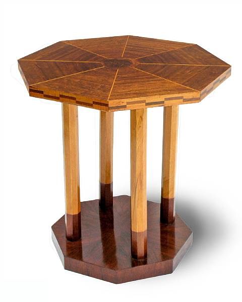 Appraisal: An Italian Art Deco mahogany maple and walnut side table