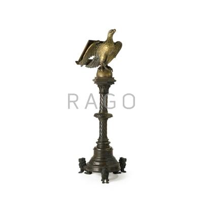 Appraisal: BRASS EAGLE LECTERN Figural lion feet turned pedestal with eagle