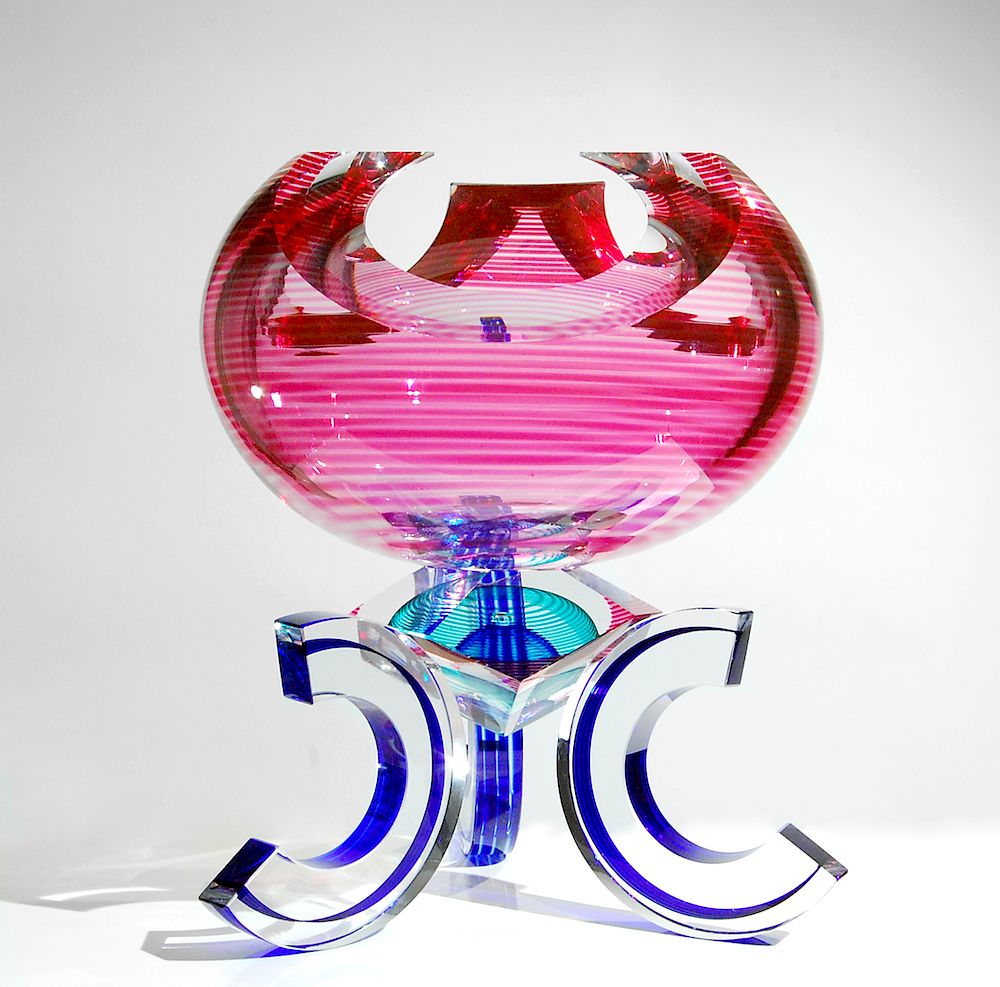 Appraisal: Kit Karbler Michael David Vortex Signed Unknown Year Glass sculpture