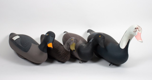 Appraisal: Four carved wood duck decoys dated by Captain Harry Jobes