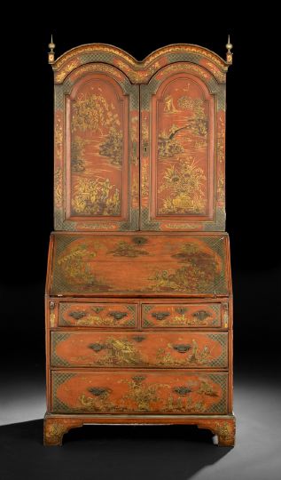 Appraisal: George III Polychromed Secretary Bookcase late th century and later