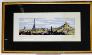 Appraisal: Contemporary Panoramic View of Paris Sgd Litho EUROPE TH CENTURY