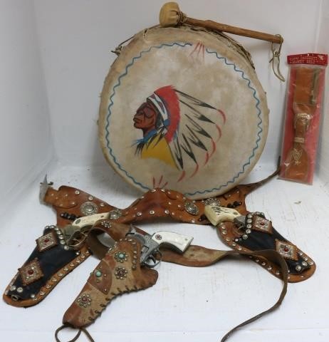 Appraisal: LOT OF COWBOY AND NATIVE AMERICAN ITEMS TOINCLUDE A BARK