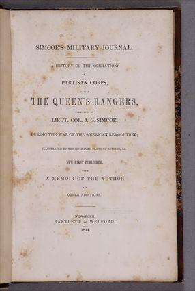 Appraisal: SIMCOE J G SIMCOE'S MILITARY JOURNAL - A HISTORY OF