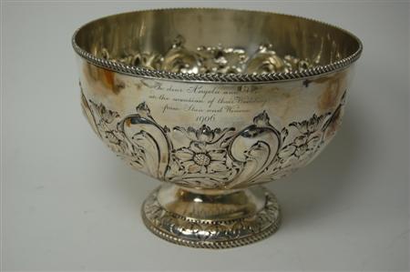 Appraisal: An Edwardian rose bowl by H Atkins Sheffield the deep